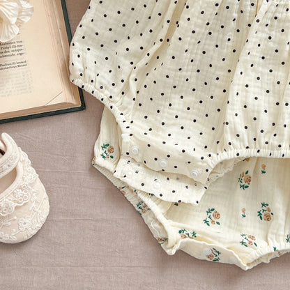 Summer Outfit Kids Baby Clothes Cotton Sleeveless Rompers Newborn Girls Clothes Toddlers Flower Bow Kids One-pieces Bodysuits