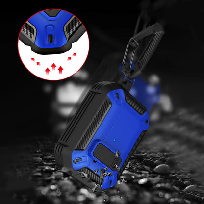 Portable Shockproof Case For Apple Airpods Pro/Pro 2 Carbon Fibre Headset Cases With Carabiner Security Lock Cover Funda