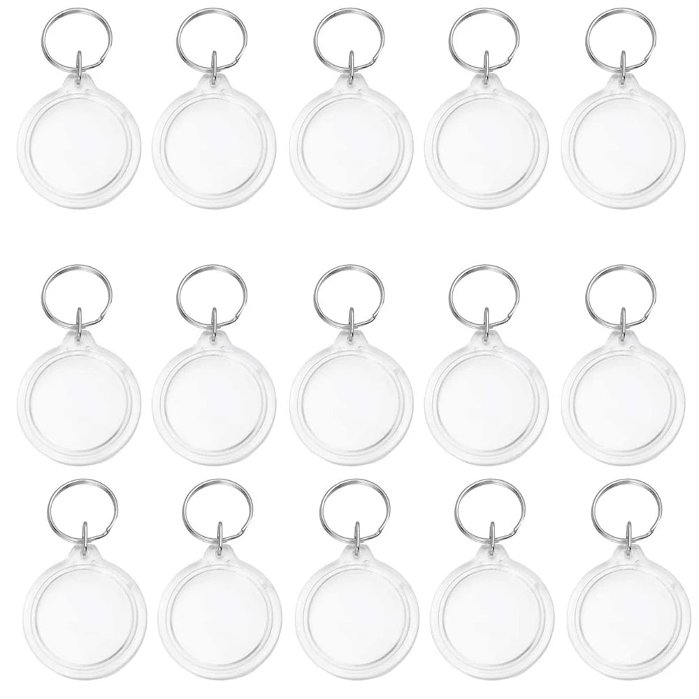 30PCS Circle Acrylic Photo Frame Keychain Snap-In Custom Insert Photo Acrylic Blank Picture Keyring for DIY Projects