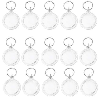 30PCS Circle Acrylic Photo Frame Keychain Snap-In Custom Insert Photo Acrylic Blank Picture Keyring for DIY Projects