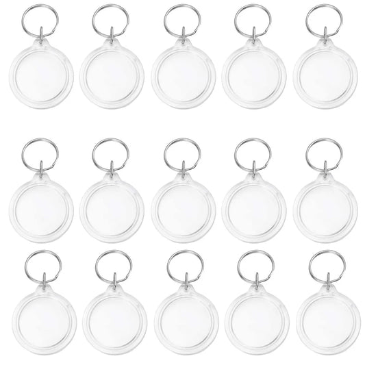 30PCS Circle Acrylic Photo Frame Keychain Snap-In Custom Insert Photo Acrylic Blank Picture Keyring for DIY Projects