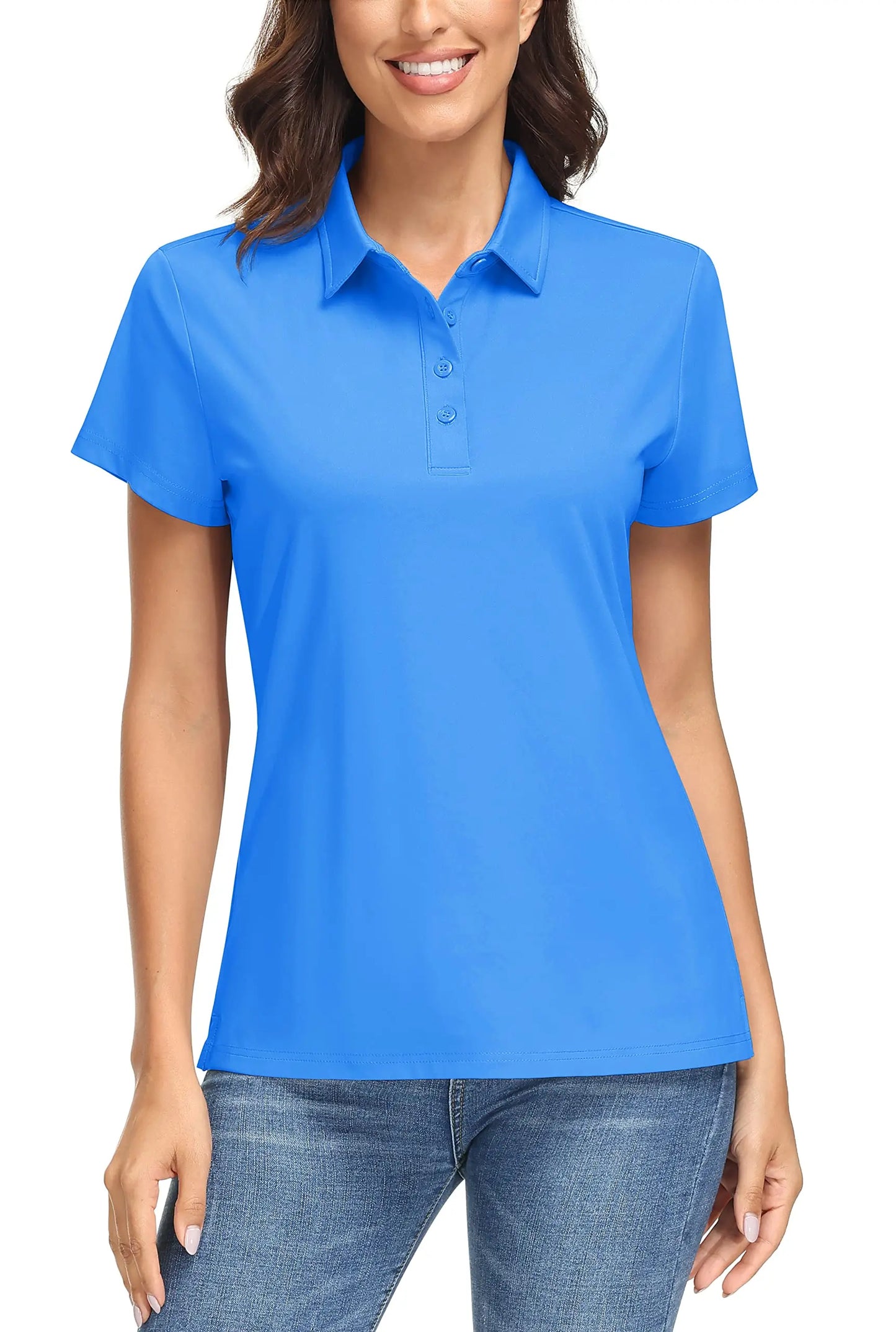TACVASEN UPF50+ UV Protection Quick Dry Polo T-Shirts Womens Summer Short Sleeve Golf Sports Tee Shirts Breathable Workout Tops