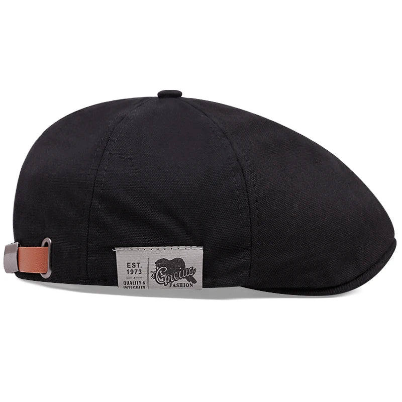 2024 New Men's Vintage Linen Fashion Hip Hop Solid Beret Side Label 1973 Women's Hat Vintage Beanie Crowd Style Sun Beret