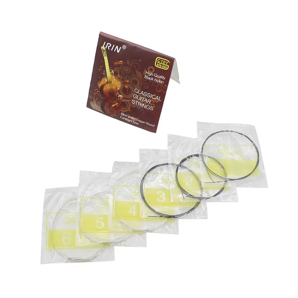 6 Pcs Strings Classical Guitar Strings Black Clear Nylon Guitarra Strings Sliver Plated Copper Wound String Guitar Accessories