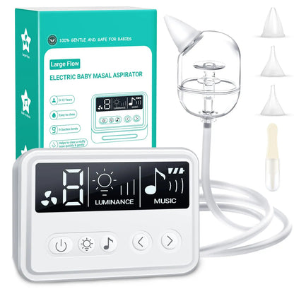 Baby Nasal Aspirator Electric Nose Cleaner with Built-In Music & Night Light Rechargeable Nose Booger Sucker for Infants Babies