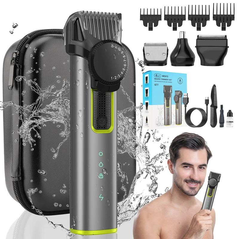 RESUXI 677 Men's Professional 4 in 1 Hair Trimmer Set Multi-function Hair Clipper Electric Shaver Nose Eyebrow Hair Grooming Kit