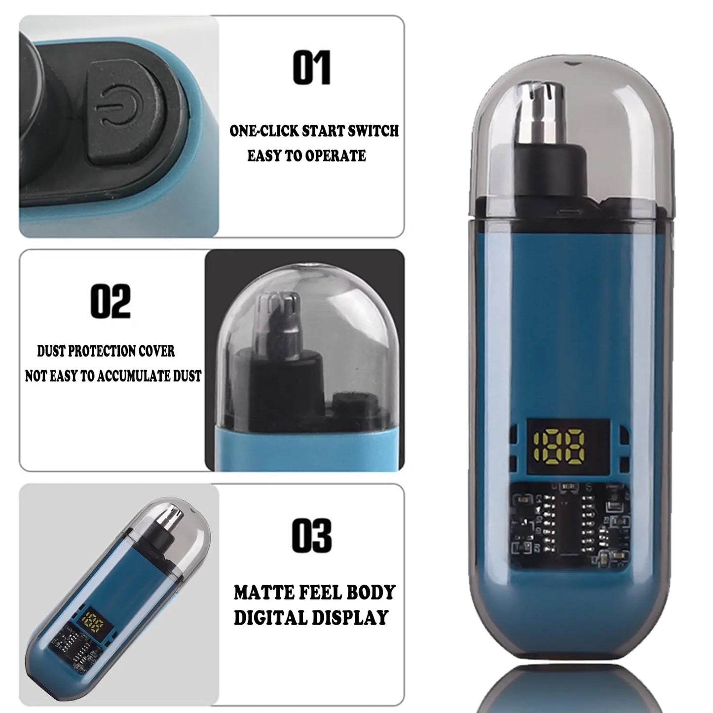 USB Rechargeable Nose and Ear Hair Trimmer for Men Electric Clipper Quick Charging Low Noise Washable Pocket Eyebrow Trimmer ﻿