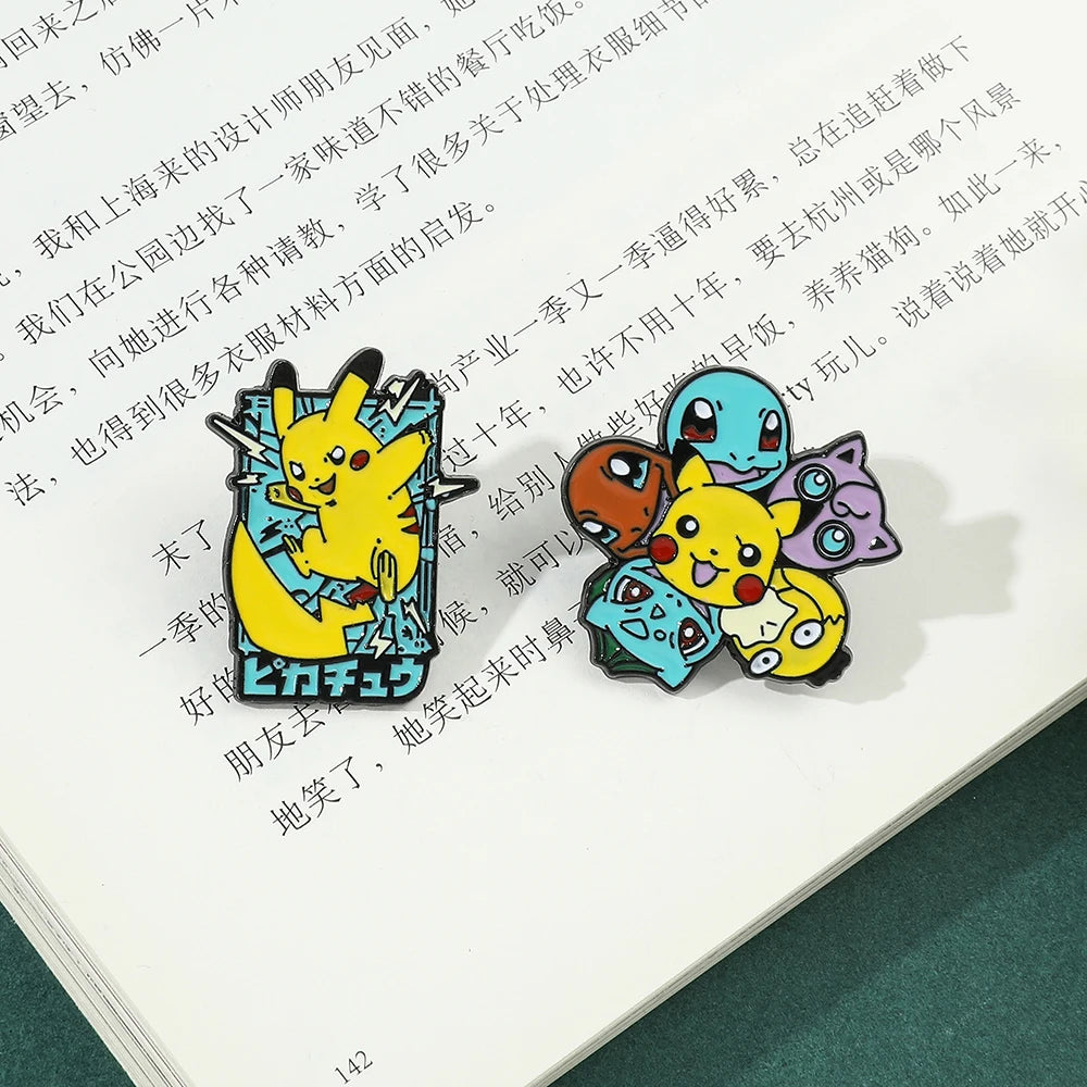 Pokemon Pikachu Game Console Enamel Pins Badges Brooches Japanese Anime Squirtle Funny Punk Denim Jacket Badge Lapel Pin Friend