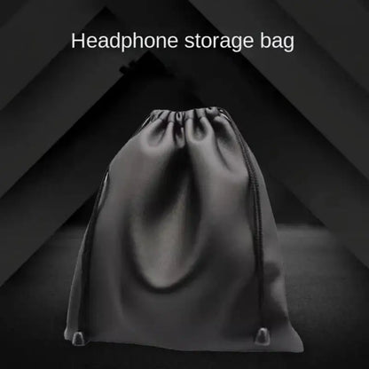 1Pc Draw String Bag Headphone Bags Durable Black Dust-proof Drawstring Bag PU Leather Headset Bag Durable Multi Purpose Storage