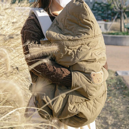 Hooded Blanket for Baby Stroller Newborn Swaddle Wrap Warm Baby Carrier Sling Cover Infant Cloak Cape Sleeping Quilt 80*85cm