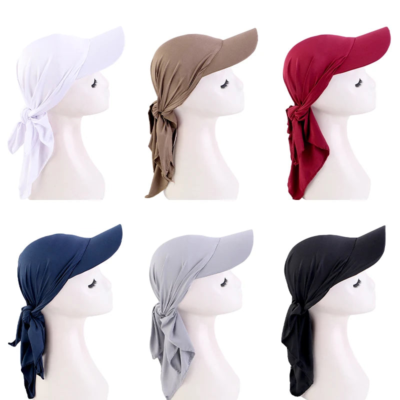 Women Classic Solid ColorTurban Hat Outdoor Brim Sunshade Hats Curved Hat  Baseball Cap Sun Hats Headscarf Scarf Femme