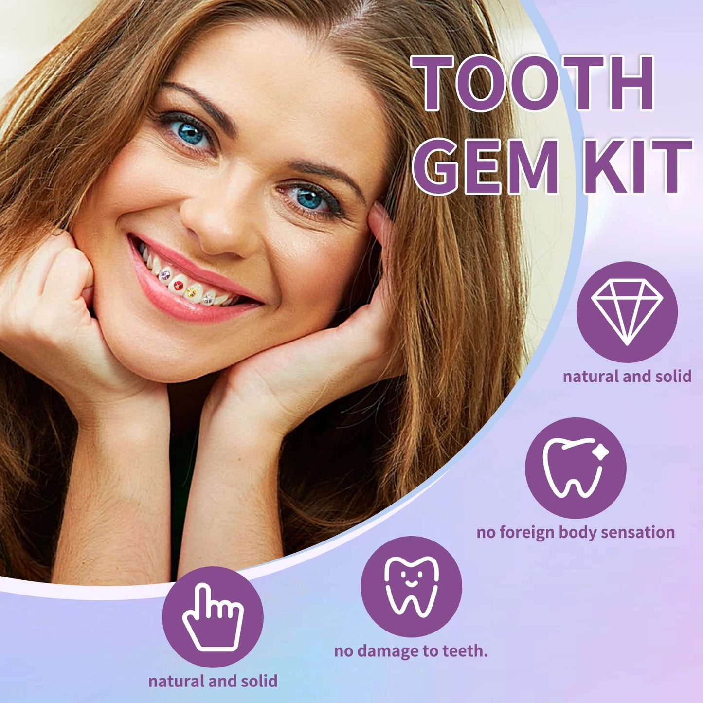 Tooth Jewelry Kit DIY Teeth Gems Kit With Glues & Light Teeth Clear Precious Stone Jewelry Decoration Glittering Tooth Gem Kit
