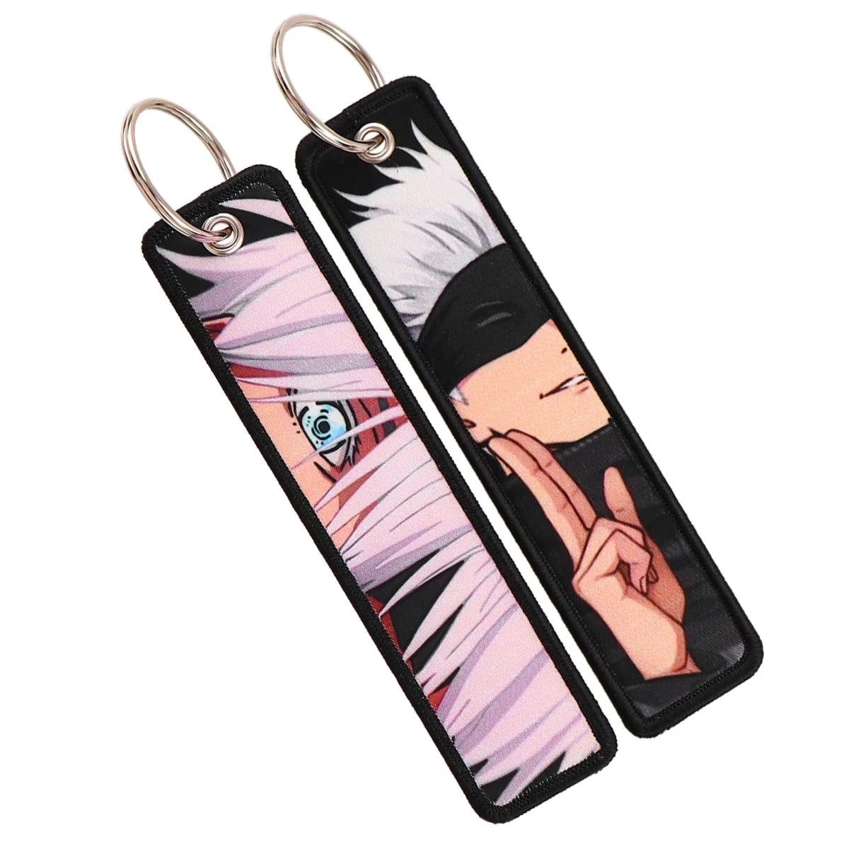 Anime Satoru Gojo Geto Suguru Embroidery Key Fobs Japanese Manga Key Tag Keychain Key Ring Backpack Chaveiro