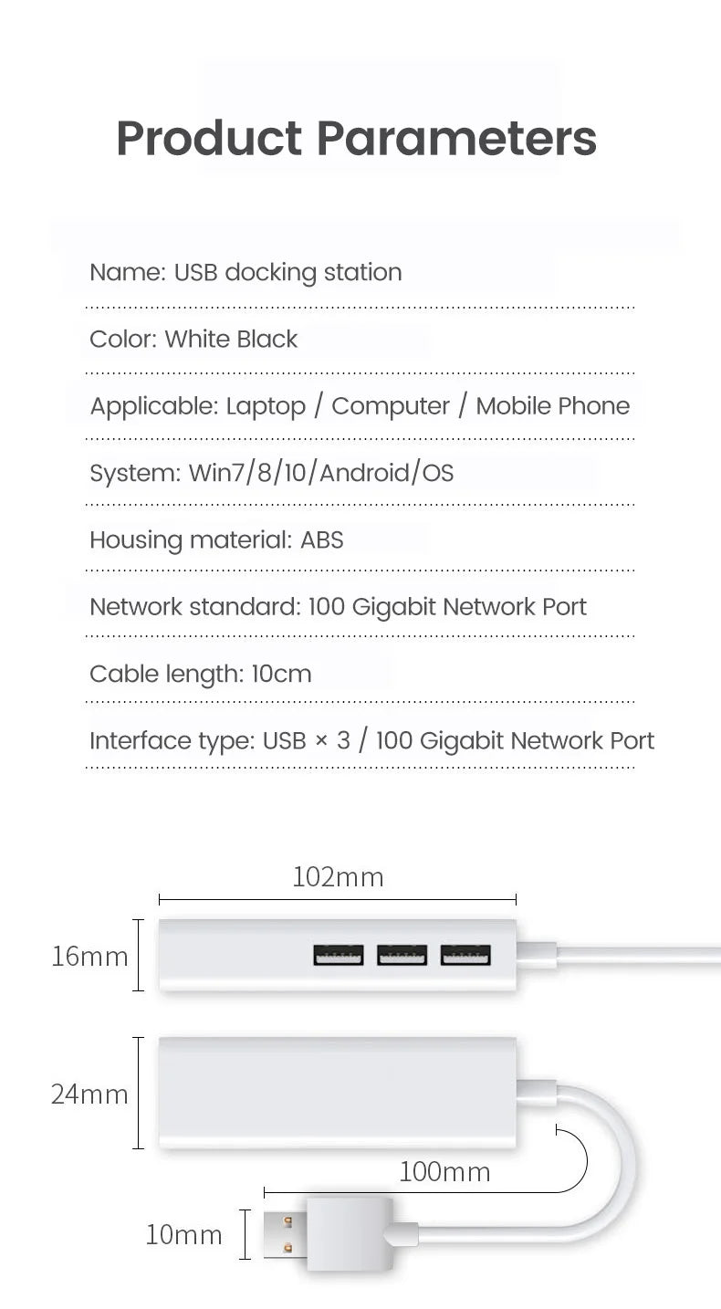 USB Adapter Ethernet USB 2.0.1C/MA 3USB 2.0+RJ45 Hub for MacBook Xiaomi Samsung Windows Huawei PC Computer Adapter