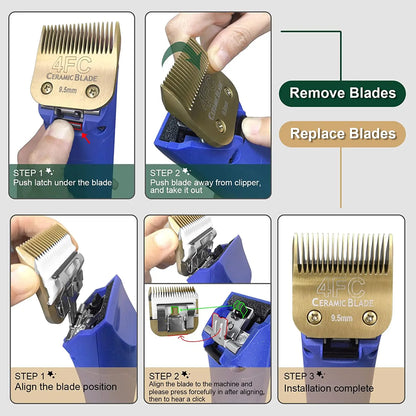 Replacement Detachable Pet Dog Clipper Ceramic Blades Set Compatible with Andis,Oster A5,Wahl KM10 Series Clippers