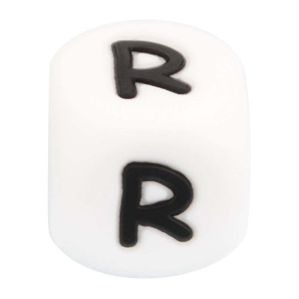 Lofca 100Pcs 12MM Silicone Letter Beads Silicone Beads Loose Beads Food Grade DIY Bracelet Necklace Pacifier Chain Accessories