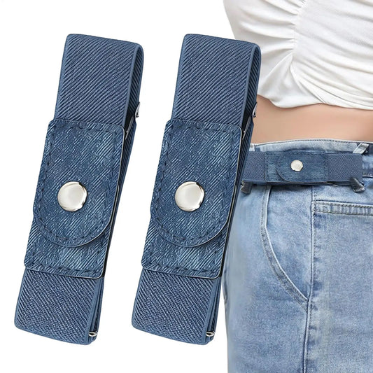 1 Pair No Buckle Elastic Belt Stretchable Adjustable Waistband for Women Men Jeans Pants Trousers Dresses Casual Fashion Wear
