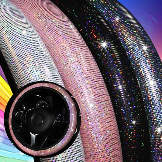 Car Universal 37/38cm Steering Wheel Cover Elastic Handle Cover Colorful Bronzing Diamond BlingBling Steering Wheel Accessories