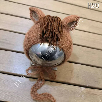 Newborn Photography Props Mohair Horse Styling Hat Studio Clothing