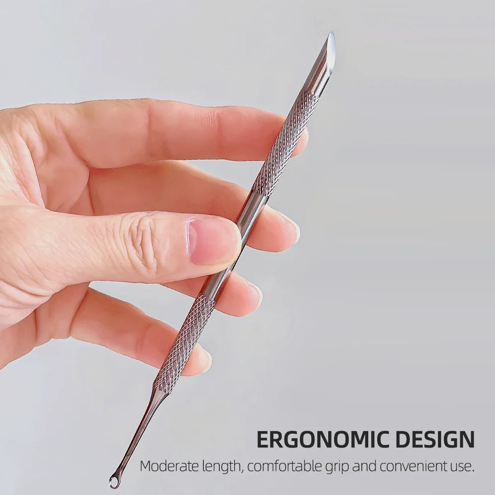 1/2 pcs Double-ended Stainless Steel Remover Manicure Sticks Tool Bevelled Nail Grinding File Circle Beveled Head Cuticle Pusher