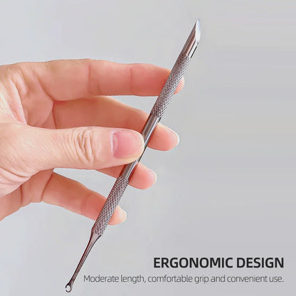 1/2 pcs Double-ended Stainless Steel Remover Manicure Sticks Tool Bevelled Nail Grinding File Circle Beveled Head Cuticle Pusher