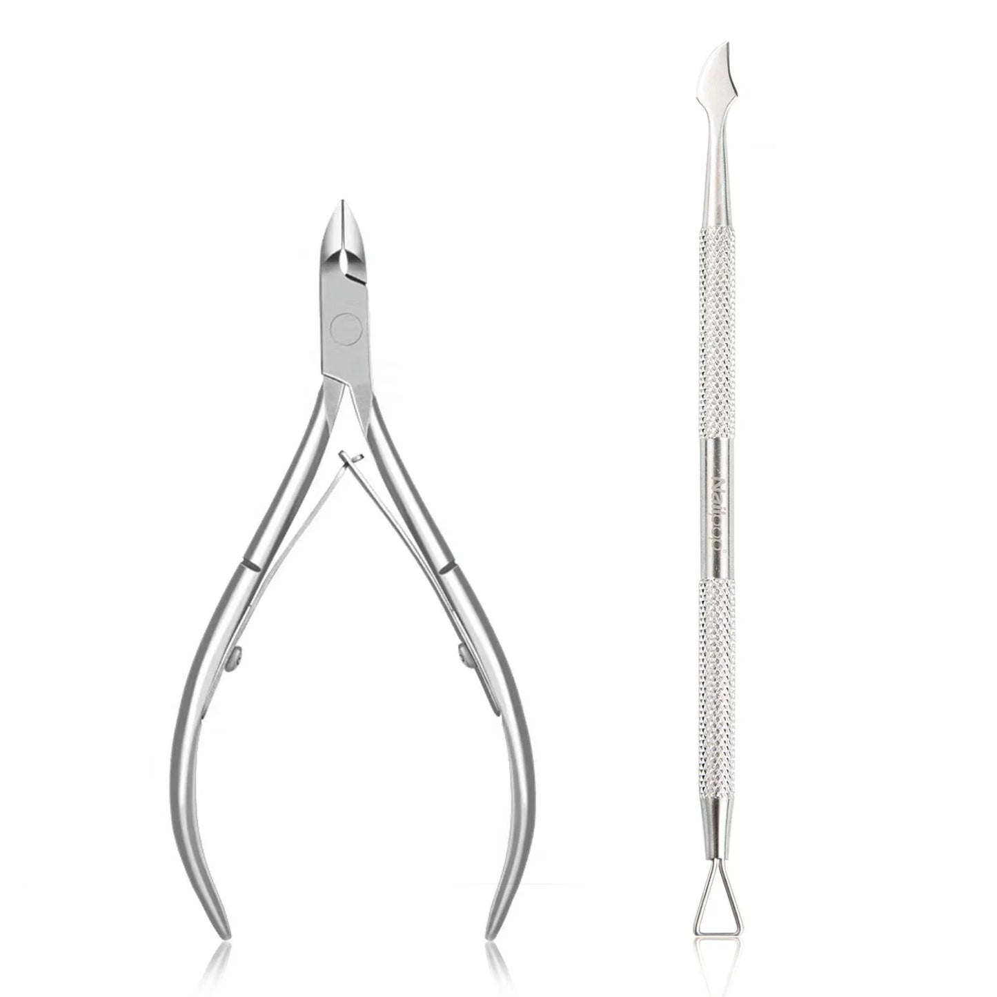 Nailpop Nail Cuticle Scissors Stainless Steel Manicure Pedicure Trimmer and Pusher Silver Dead Skin Scissor Nipper Clipper Tool