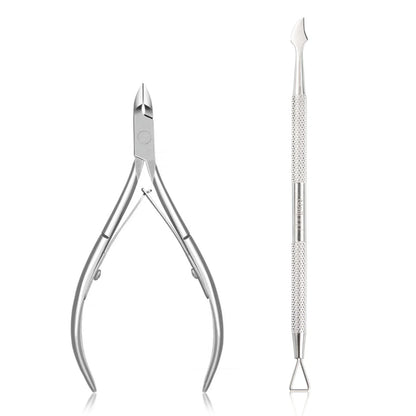 Nailpop Nail Cuticle Scissors Stainless Steel Manicure Pedicure Trimmer and Pusher Silver Dead Skin Scissor Nipper Clipper Tool