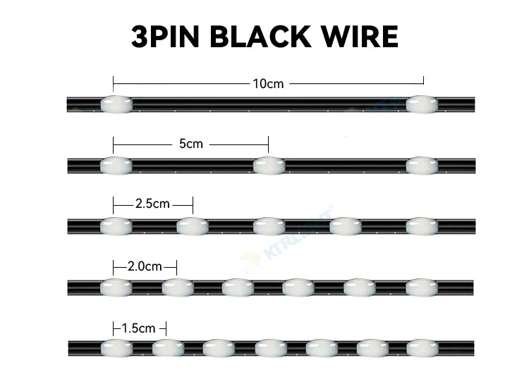 3pin DC5V/12V black LED pixel light string WS2811 RGB programmable light string holiday atmosphere light Christmas light string