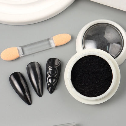 1 Box Chrome Black Nail Powder Metallic Rubbing Powder Pigment Magic Mirror Nail Glitter Charms Y2K Nail Art Decoration Manicure