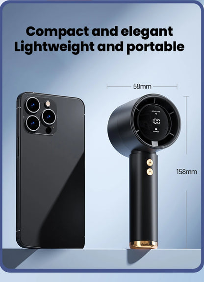 New Mini Handheld Fan USB Fast Charging Portable Silent High-speed Led Display High Wind Power Fan For Travel Outdoor Activities