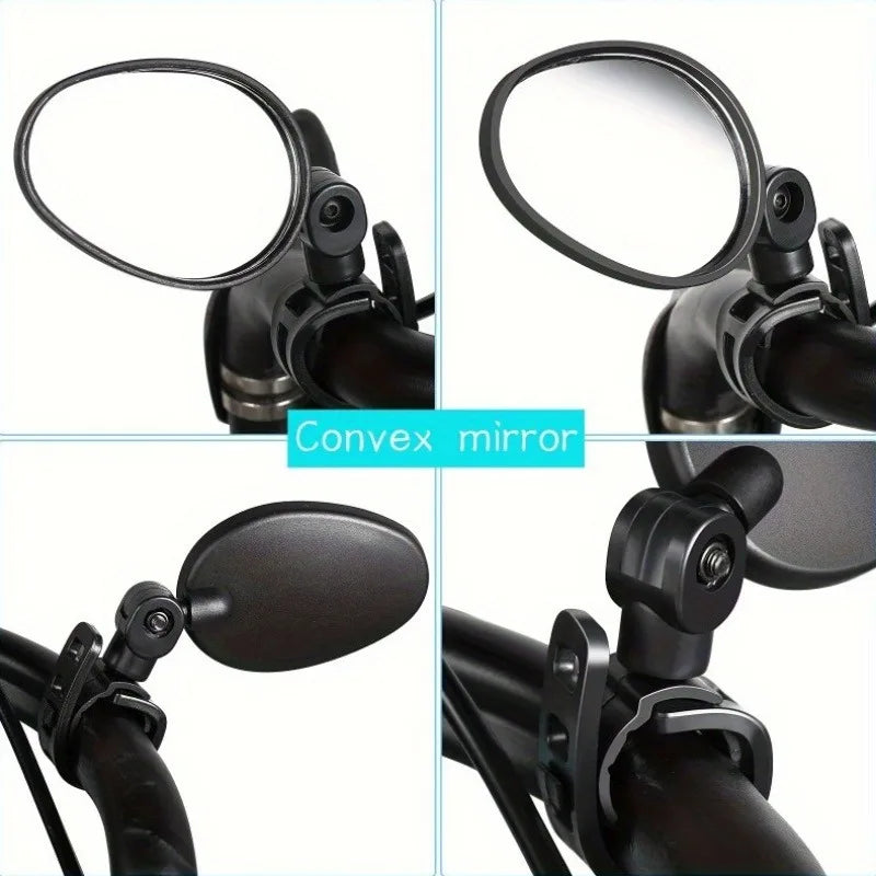 1/2PCS  Bike Mirrors, Acrylic Convex Oval Rearview for Cycling360° Rotatable Shockproof Handlebar Mount Mirrors for Mountain &