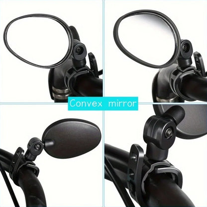 1/2PCS  Bike Mirrors, Acrylic Convex Oval Rearview for Cycling360° Rotatable Shockproof Handlebar Mount Mirrors for Mountain &