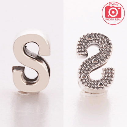 Silver 925 26 Letter A-Z Alphabet Charm Fine Beads Fit Original Charms Silver Bracelet DIY Fine Jewelry for Women Gifts Making