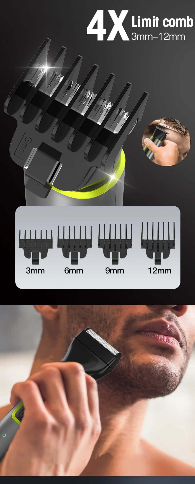 RESUXI 677 Men's Professional 4 in 1 Hair Trimmer Set Multi-function Hair Clipper Electric Shaver Nose Eyebrow Hair Grooming Kit