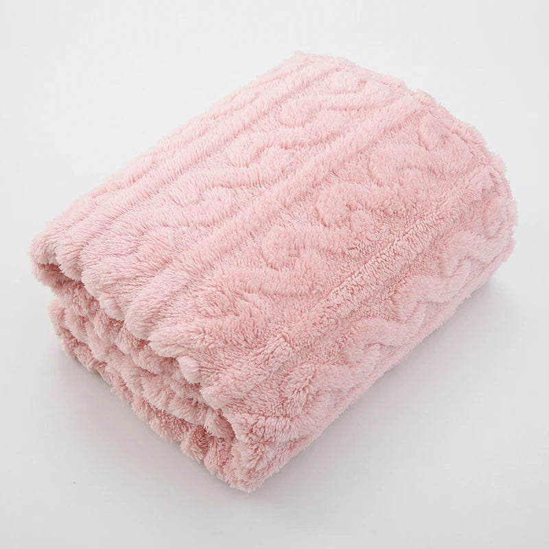 1 Coral Fleece Blanket for Babies and Children - Ultra Soft Striped Warm Parabolic Design, All-Season Bedding, Suitable for Nursery, Infants, Toddlers, and Teenagers (White/Pink/Blue) Nap Blanket, Essential for a Cozy Bedroom