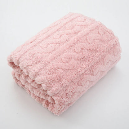 1 Coral Fleece Blanket for Babies and Children - Ultra Soft Striped Warm Parabolic Design, All-Season Bedding, Suitable for Nursery, Infants, Toddlers, and Teenagers (White/Pink/Blue) Nap Blanket, Essential for a Cozy Bedroom