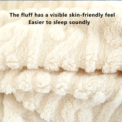 1 Coral Fleece Blanket for Babies and Children - Ultra Soft Striped Warm Parabolic Design, All-Season Bedding, Suitable for Nursery, Infants, Toddlers, and Teenagers (White/Pink/Blue) Nap Blanket, Essential for a Cozy Bedroom