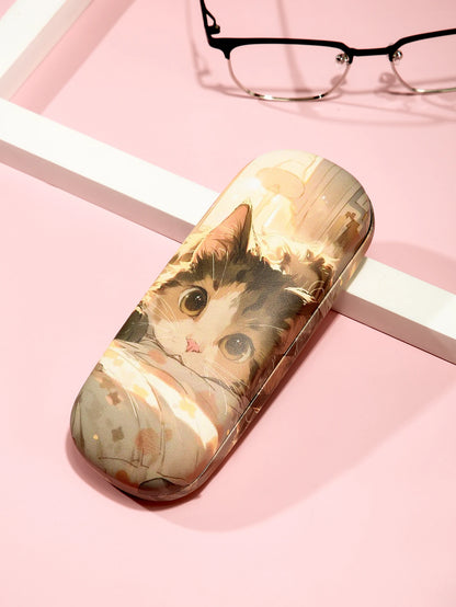 1pc Cartoon Cute Cat Printed Fashion Hard Shell Protective Glasses Case Durable Portable Storage Box For Women Eyewear Protector