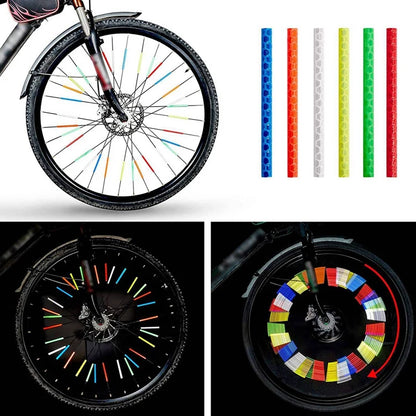 12PCS/Bag Bicycle Wheel Spokes Reflective Sticker Tube Strip Warning Light DIY 7.5cm MTB Cycling Reflector Reflective Safety Kit