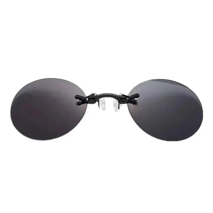  VIEWRING1-2PCS Clip On Nose Glasses Round Rimless Matrix Morpheus Sunglasses Mini Frameless Vintage Men Eyeglasses