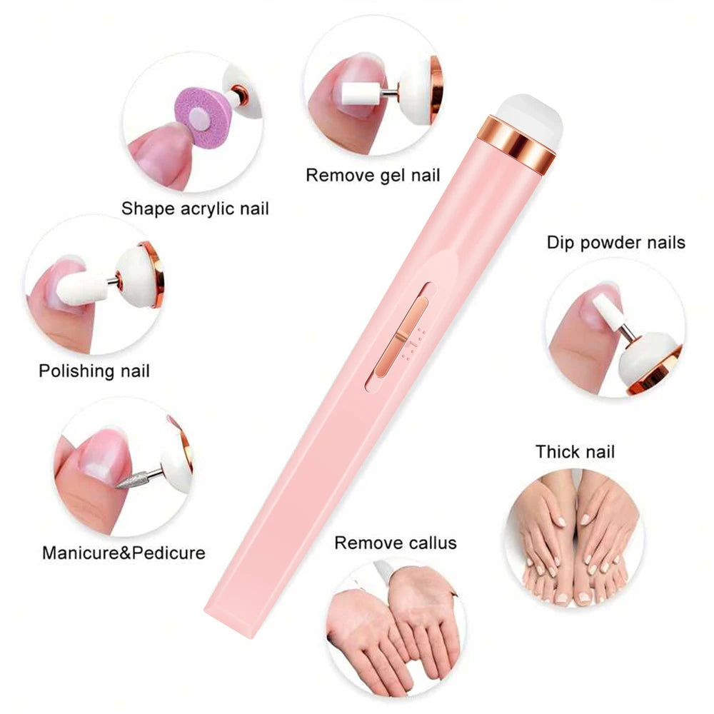 LINMANDA Portable Electric Nail File Nail Set with 4 Speeds Cuticle Trimmer Battery Operated Manicure and Pedicure Tools