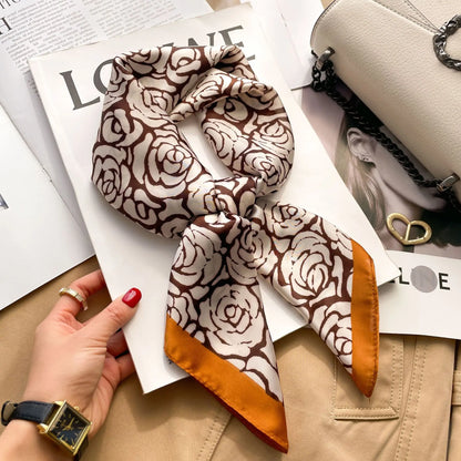 1pcs 70cm Houndstooth Printed Square Scarf For Women Silk CHRISTIAN Letters Fashionable And Versatile Headscarf Scarf Bandana