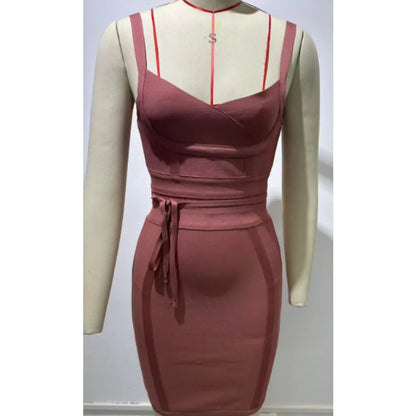 【New style】's hot sale 's hot sale European and American suspender waist sexy hip bandage dress Guangzhou source