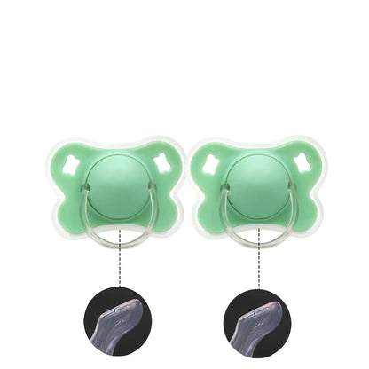 2pcs/pack Butterfly-shape Baby Pacifier Soother with Cover for Daily Use(Cherry Round Nipple) and Night Use(Thumb Nipple)