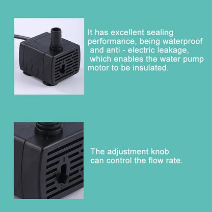 Ultra Quiet USB Aquarium Fish Tank Filtration Pump Mini Pet Fountain Submersible Adjustable Flow Water Circulation Pump 5V
