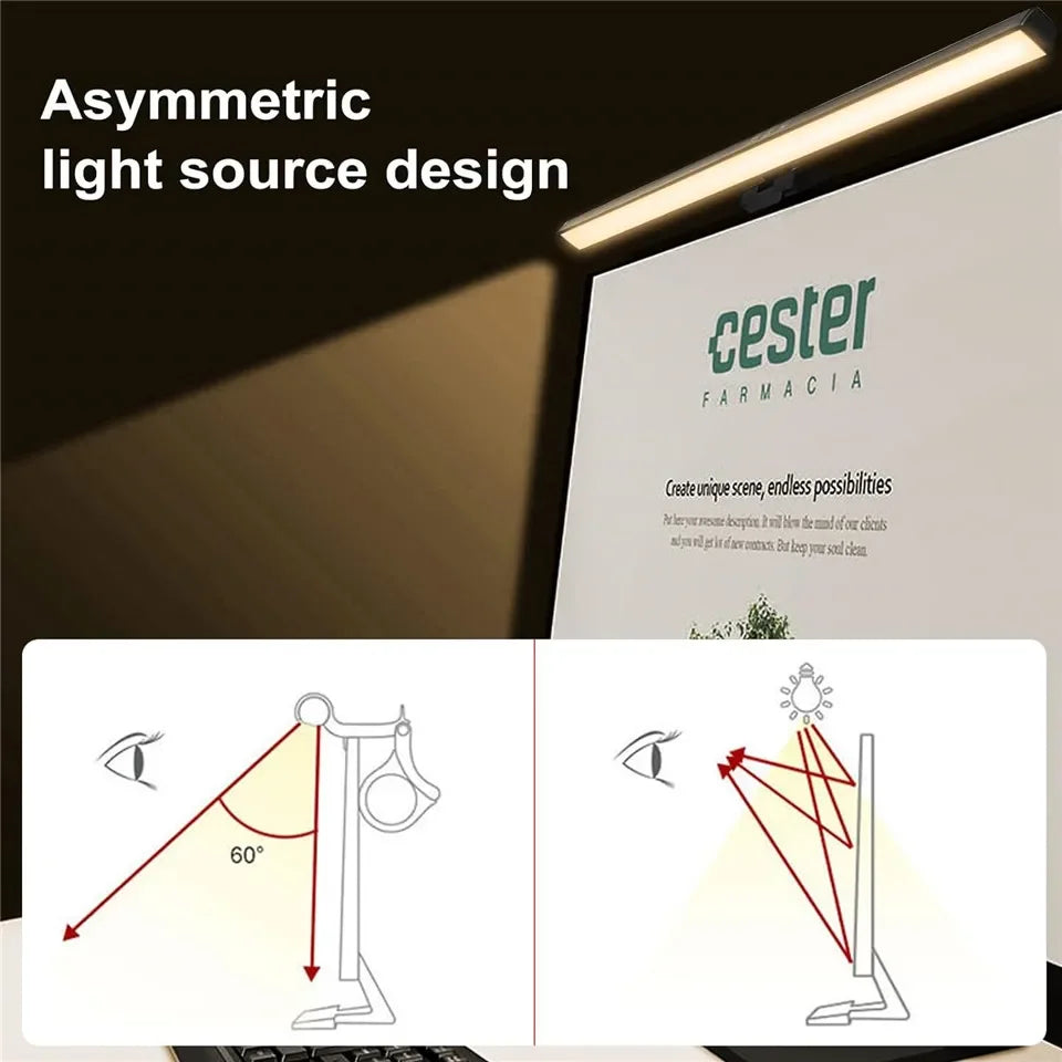 Eye-Care Desk Lamp 33cm 50cm LED Computer PC Monitor Screen Light Bar Stepless Dimming Reading USB Powered Hanging Table Lamps