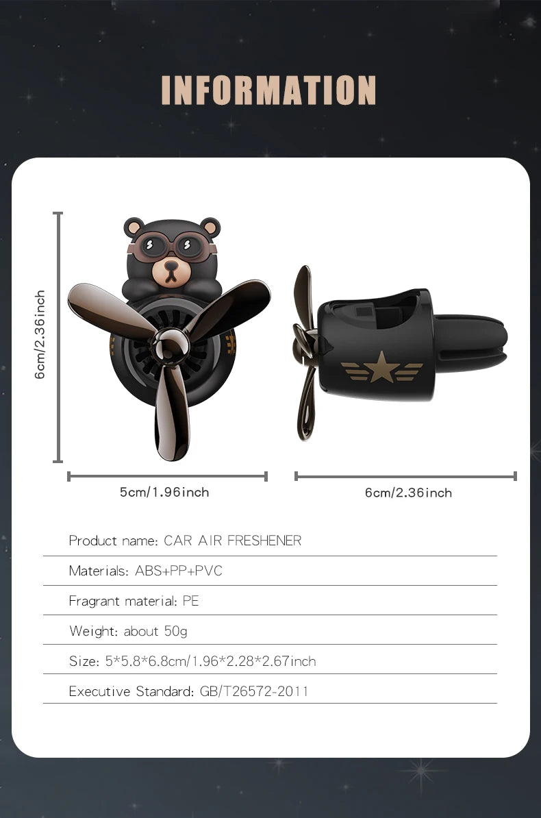 DIY aroma odorless car accessories interor decorations inside ornament plane pilot bear car air fresheners vent clip men cartoon
