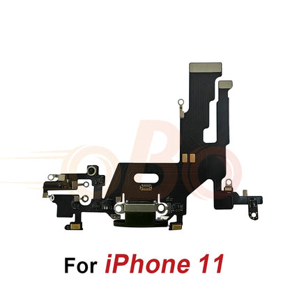 Charging Port Flex Cable for iPhone 11 12 13 Pro Max Mini Black White USB Charger Dock Connector with Microphone Repair (1PC)