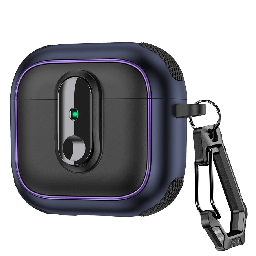 Armor locking clasp Earphone Cover For AirPods 4 3 2 Pro 3 With Plated Purple Strips With Magnetic Attraction Protective Case