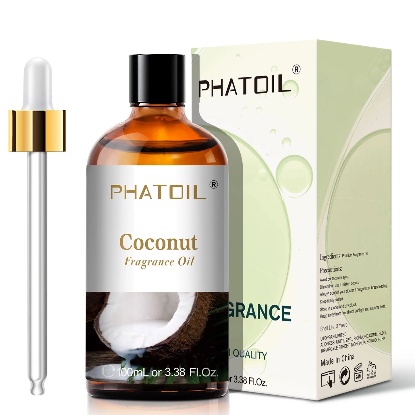 PHATOIL 100ml Fruity Fragrance Oil for Diffuser Candles Making -Coconut & Vanilla Strawberry Lemon Peach Aroma Essential Oils